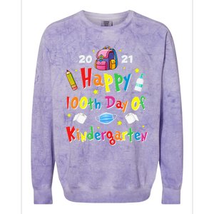 100 Days Of Kindergarten School Gift Students Teachers Colorblast Crewneck Sweatshirt