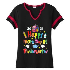 100 Days Of Kindergarten School Gift Students Teachers Ladies Halftime Notch Neck Tee