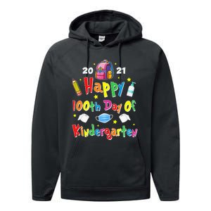 100 Days Of Kindergarten School Gift Students Teachers Performance Fleece Hoodie