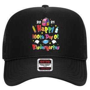 100 Days Of Kindergarten School Gift Students Teachers High Crown Mesh Back Trucker Hat