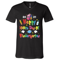 100 Days Of Kindergarten School Gift Students Teachers V-Neck T-Shirt