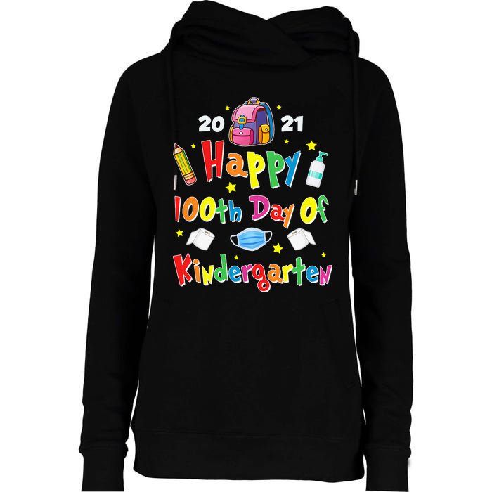 100 Days Of Kindergarten School Gift Students Teachers Womens Funnel Neck Pullover Hood