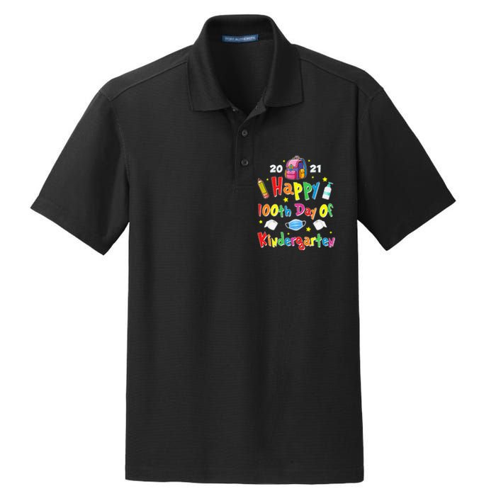 100 Days Of Kindergarten School Gift Students Teachers Dry Zone Grid Polo