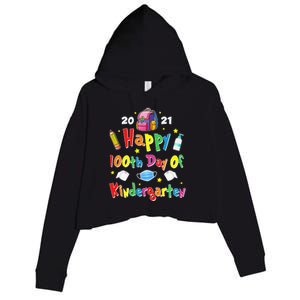 100 Days Of Kindergarten School Gift Students Teachers Crop Fleece Hoodie