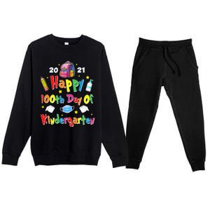 100 Days Of Kindergarten School Gift Students Teachers Premium Crewneck Sweatsuit Set