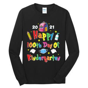 100 Days Of Kindergarten School Gift Students Teachers Tall Long Sleeve T-Shirt