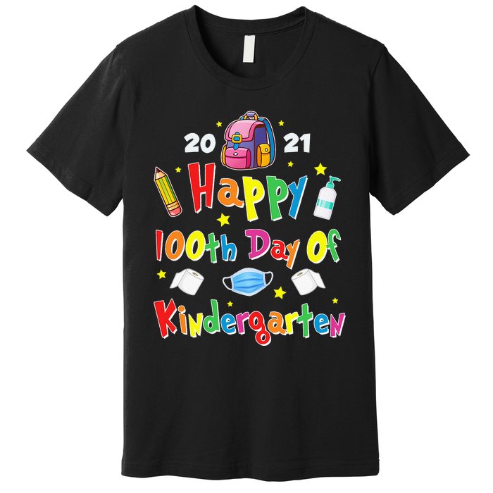 100 Days Of Kindergarten School Gift Students Teachers Premium T-Shirt