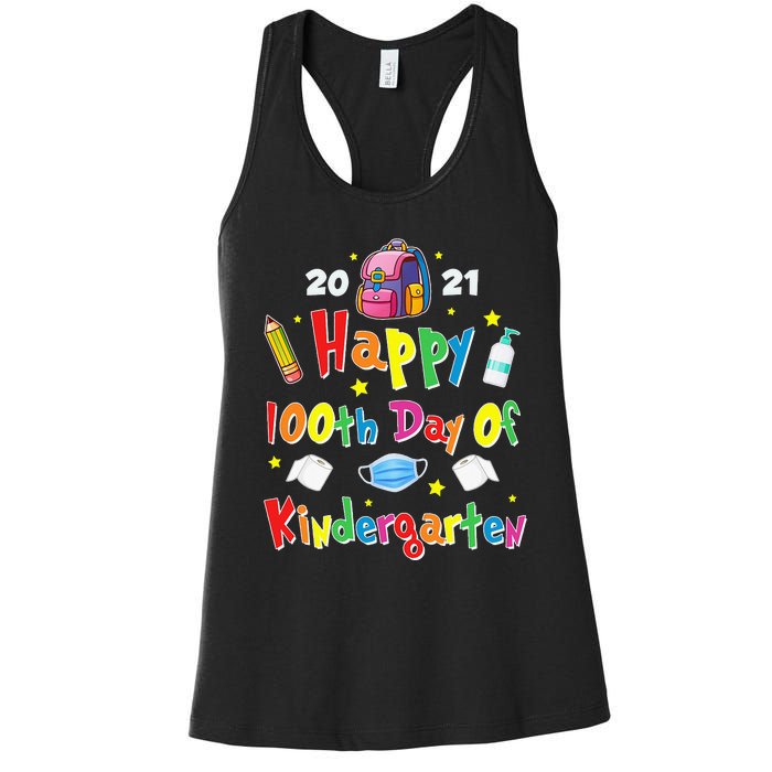 100 Days Of Kindergarten School Gift Students Teachers Women's Racerback Tank