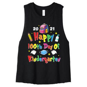 100 Days Of Kindergarten School Gift Students Teachers Women's Racerback Cropped Tank