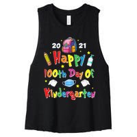 100 Days Of Kindergarten School Gift Students Teachers Women's Racerback Cropped Tank