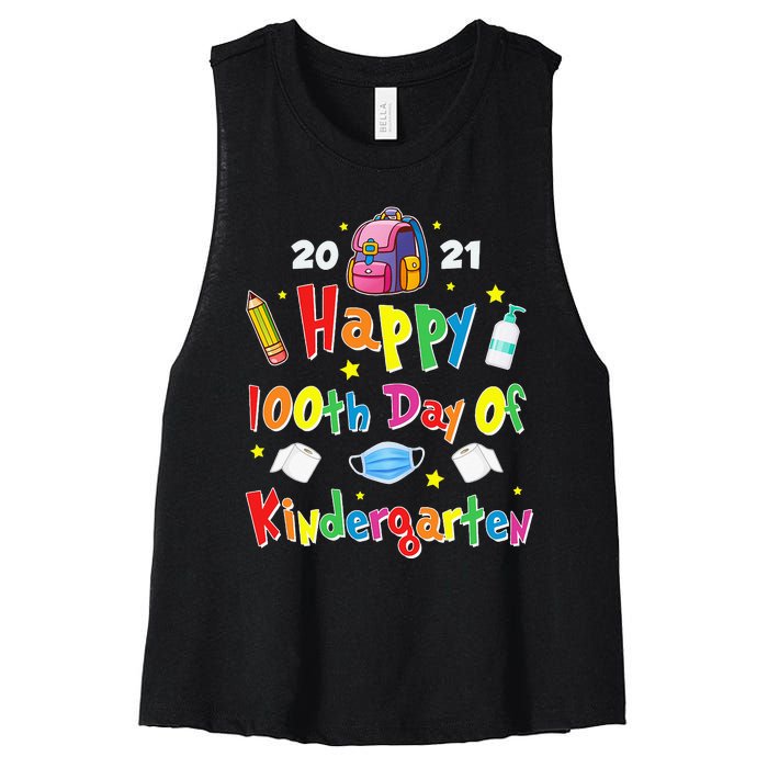 100 Days Of Kindergarten School Gift Students Teachers Women's Racerback Cropped Tank