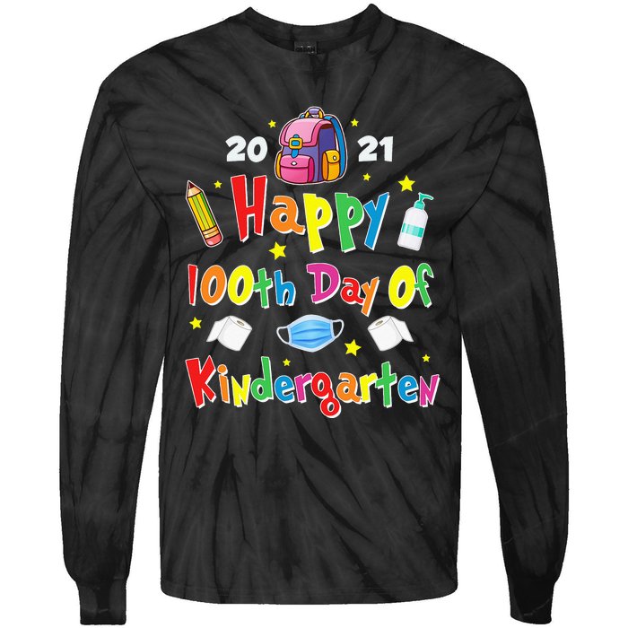 100 Days Of Kindergarten School Gift Students Teachers Tie-Dye Long Sleeve Shirt