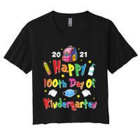 100 Days Of Kindergarten School Gift Students Teachers Women's Crop Top Tee