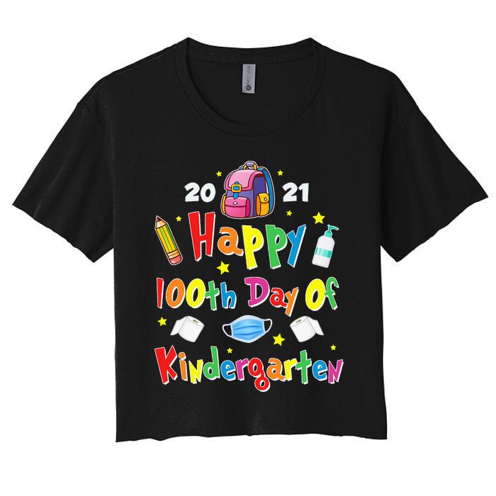 100 Days Of Kindergarten School Gift Students Teachers Women's Crop Top Tee