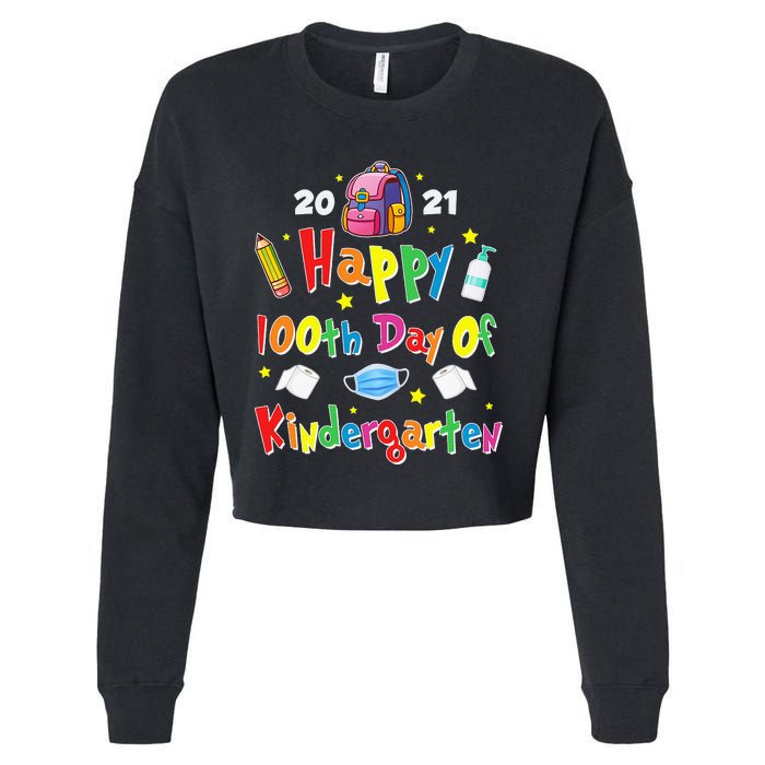 100 Days Of Kindergarten School Gift Students Teachers Cropped Pullover Crew