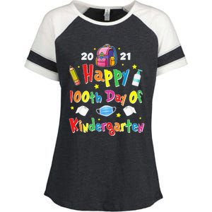 100 Days Of Kindergarten School Gift Students Teachers Enza Ladies Jersey Colorblock Tee