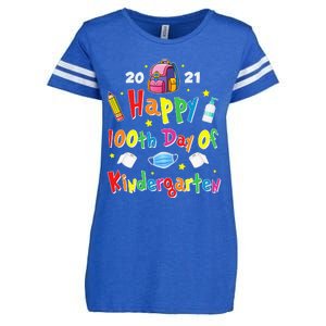 100 Days Of Kindergarten School Gift Students Teachers Enza Ladies Jersey Football T-Shirt