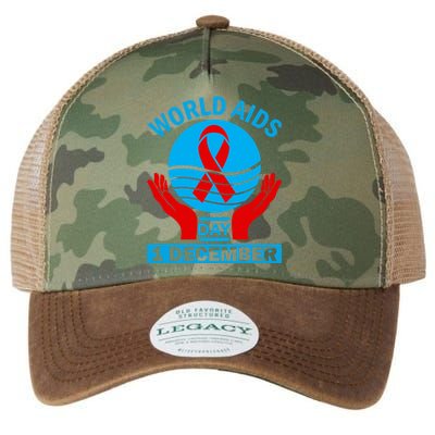 1 Dec Red Ribbon Day Support For World Aids Day Awareness Cute Gift Legacy Tie Dye Trucker Hat