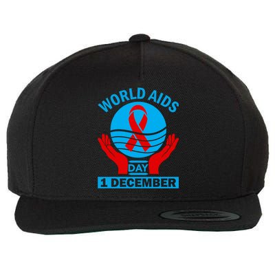 1 Dec Red Ribbon Day Support For World Aids Day Awareness Cute Gift Wool Snapback Cap