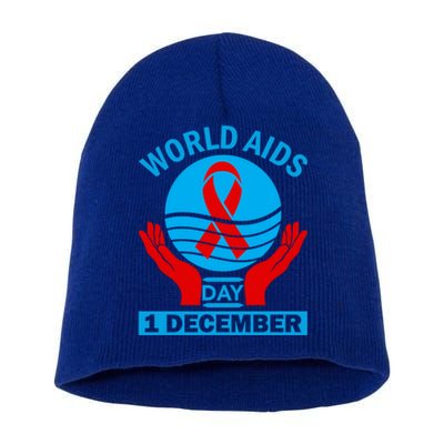 1 Dec Red Ribbon Day Support For World Aids Day Awareness Cute Gift Short Acrylic Beanie