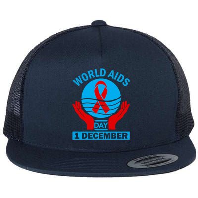 1 Dec Red Ribbon Day Support For World Aids Day Awareness Cute Gift Flat Bill Trucker Hat