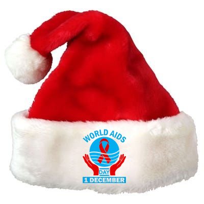 1 Dec Red Ribbon Day Support For World Aids Day Awareness Cute Gift Premium Christmas Santa Hat