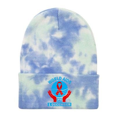 1 Dec Red Ribbon Day Support For World Aids Day Awareness Cute Gift Tie Dye 12in Knit Beanie