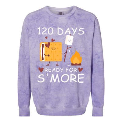 120 Days Ready For S'more 120th Day Of School Campfire Lover Gift Colorblast Crewneck Sweatshirt