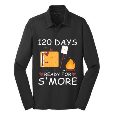 120 Days Ready For S'more 120th Day Of School Campfire Lover Gift Silk Touch Performance Long Sleeve Polo