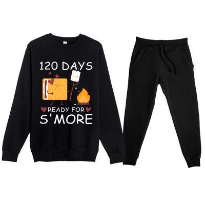 120 Days Ready For S'more 120th Day Of School Campfire Lover Gift Premium Crewneck Sweatsuit Set