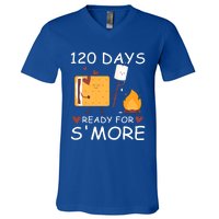 120 Days Ready For S'more 120th Day Of School Campfire Lover Gift V-Neck T-Shirt