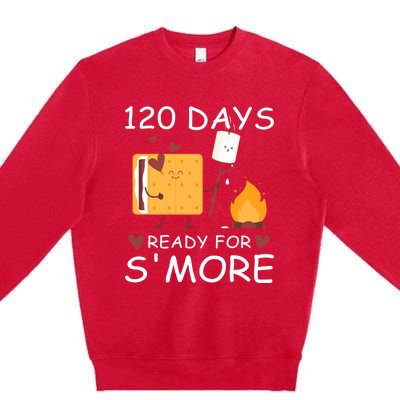 120 Days Ready For S'more 120th Day Of School Campfire Lover Gift Premium Crewneck Sweatshirt