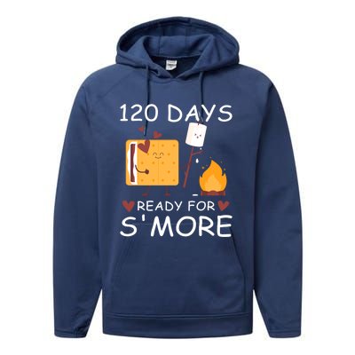 120 Days Ready For S'more 120th Day Of School Campfire Lover Gift Performance Fleece Hoodie