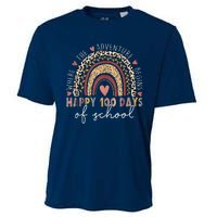 100 Days Rainbow Leopard Boho 100th Day Of School Teacher Cooling Performance Crew T-Shirt