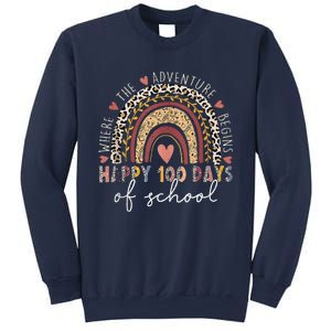 100 Days Rainbow Leopard Boho 100th Day Of School Teacher Sweatshirt