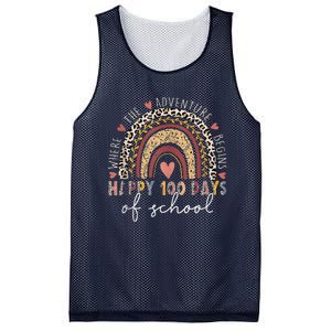 100 Days Rainbow Leopard Boho 100th Day Of School Teacher Mesh Reversible Basketball Jersey Tank