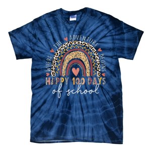 100 Days Rainbow Leopard Boho 100th Day Of School Teacher Tie-Dye T-Shirt