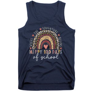 100 Days Rainbow Leopard Boho 100th Day Of School Teacher Tank Top