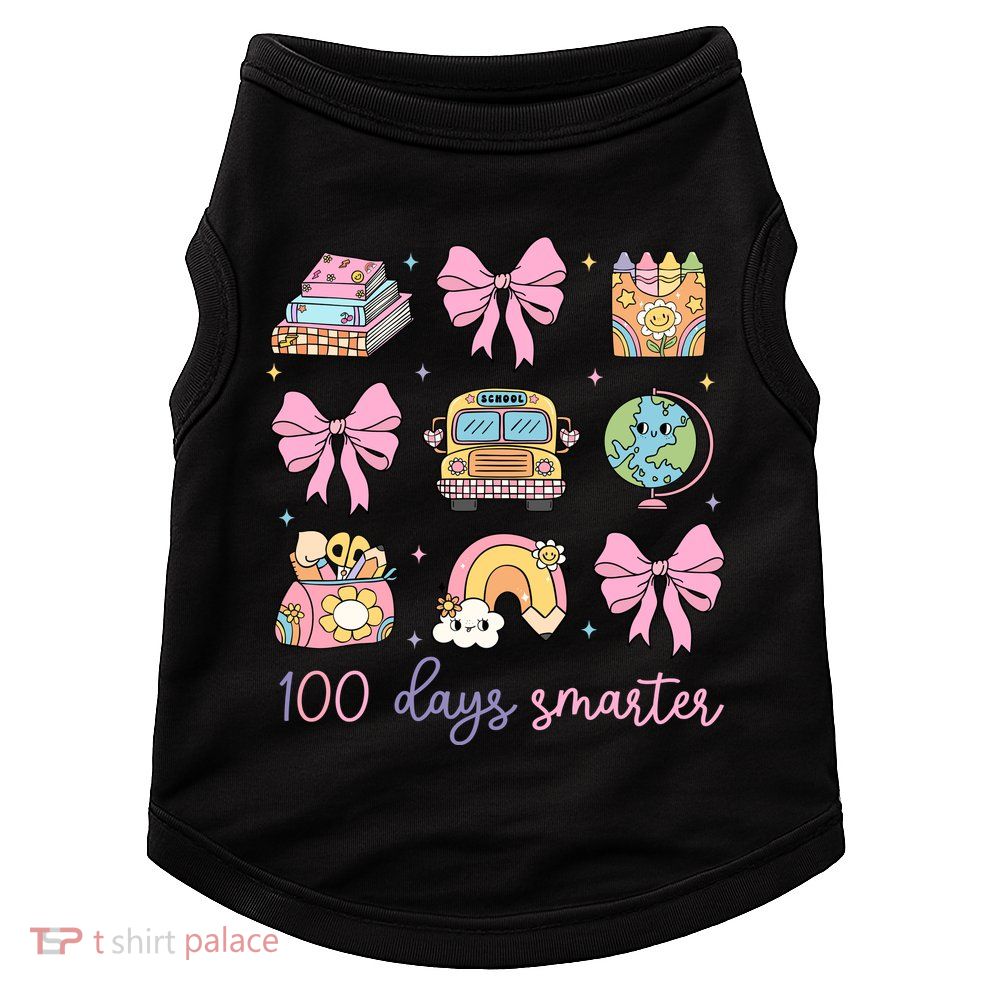 100 Days Smarter Teacher Girls Kids Cute 100th Day Of School Doggie Tank
