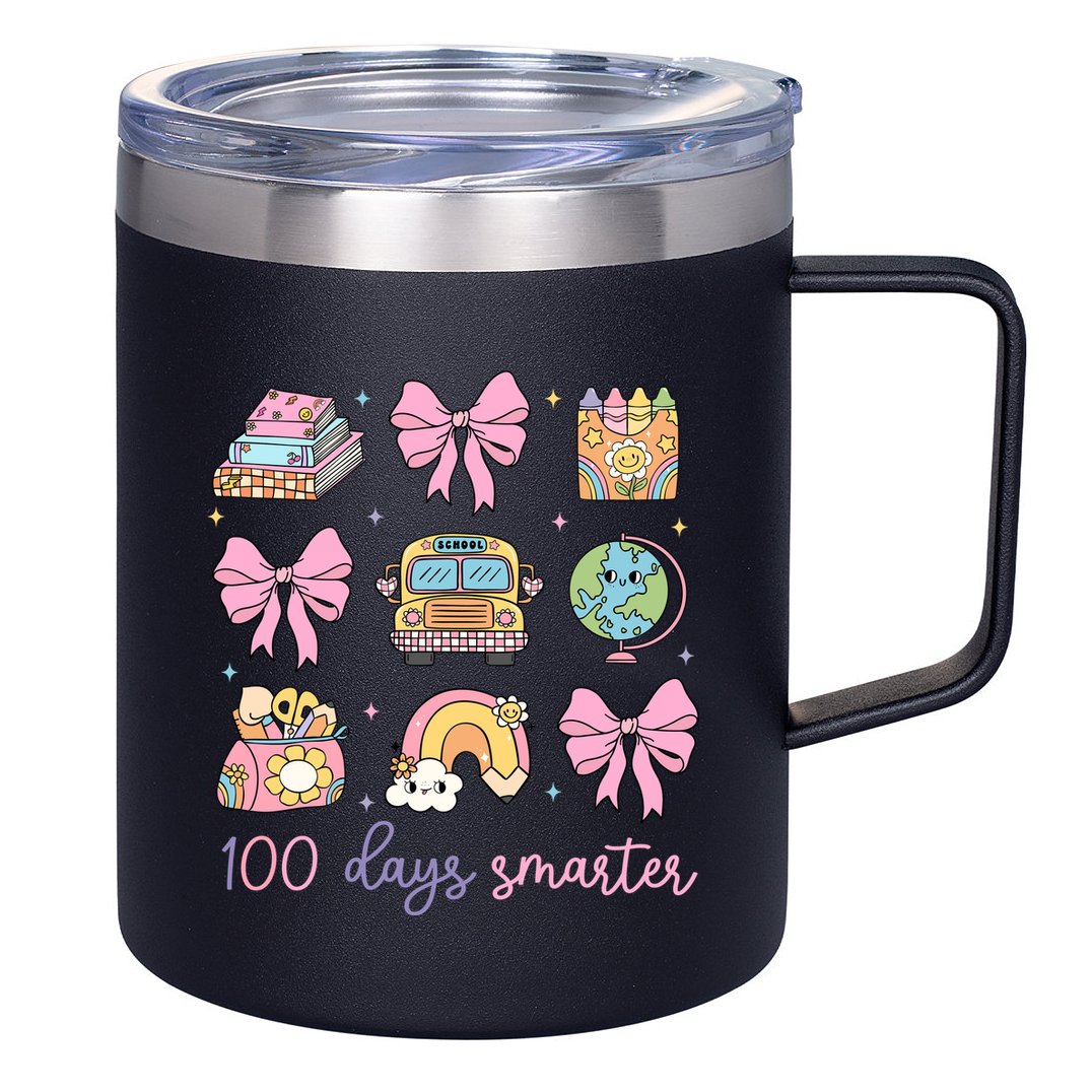 100 Days Smarter Teacher Girls Kids Cute 100th Day Of School 12oz Stainless Steel Coffee Mug