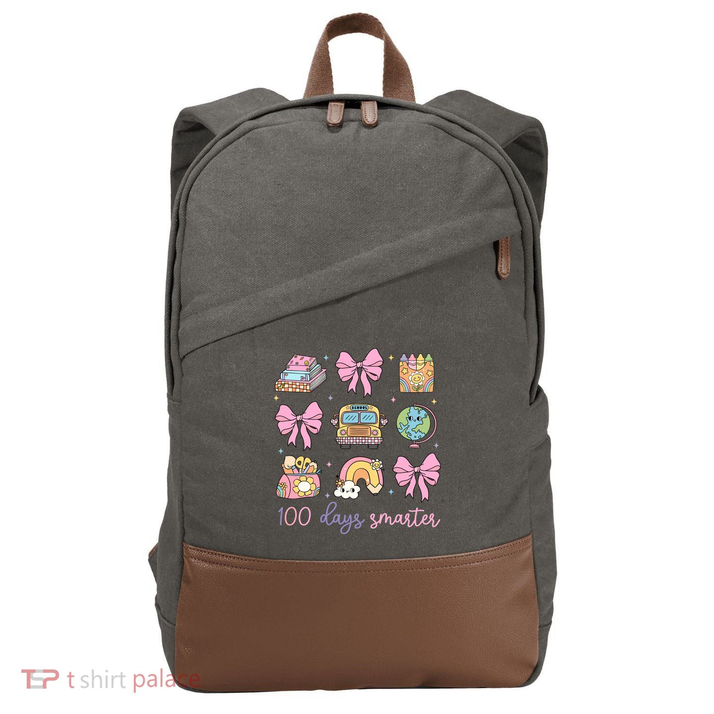 100 Days Smarter Teacher Girls Kids Cute 100th Day Of School Cotton Canvas Backpack