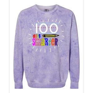 100 Days Smarter Cute 100th Day Of School Colorblast Crewneck Sweatshirt