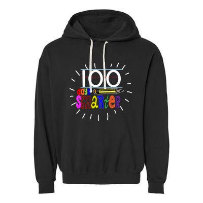100 Days Smarter Cute 100th Day Of School Garment-Dyed Fleece Hoodie