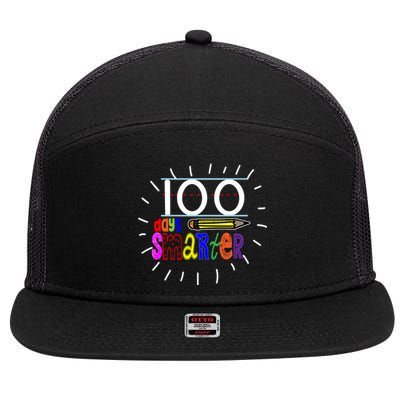 100 Days Smarter Cute 100th Day Of School 7 Panel Mesh Trucker Snapback Hat