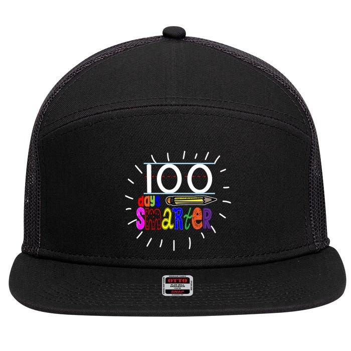 100 Days Smarter Cute 100th Day Of School 7 Panel Mesh Trucker Snapback Hat