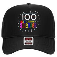 100 Days Smarter Cute 100th Day Of School High Crown Mesh Back Trucker Hat