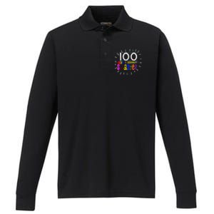 100 Days Smarter Cute 100th Day Of School Performance Long Sleeve Polo