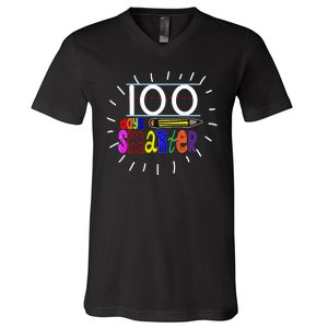 100 Days Smarter Cute 100th Day Of School V-Neck T-Shirt