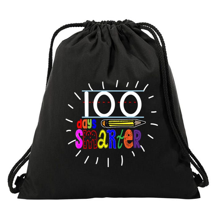 100 Days Smarter Cute 100th Day Of School Drawstring Bag