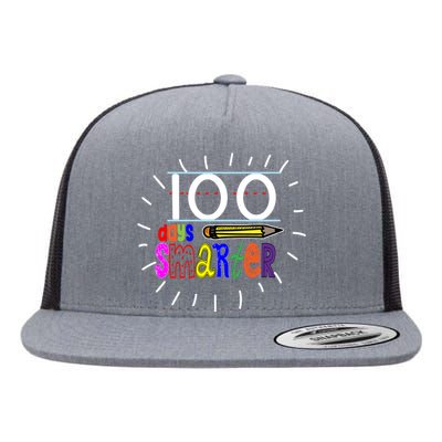 100 Days Smarter Cute 100th Day Of School Flat Bill Trucker Hat